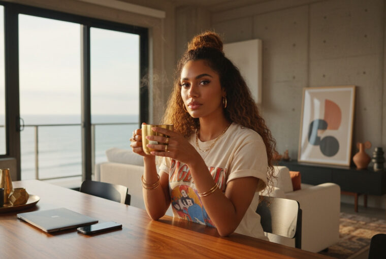 woman sitting at table with laptop- unbothered is a strategy
